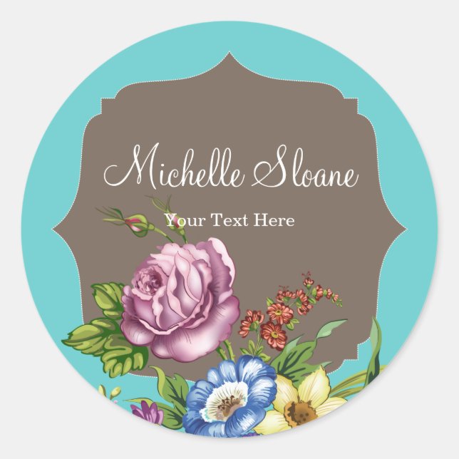 Sticker Rond Fleurs sauvages vintages (Devant)