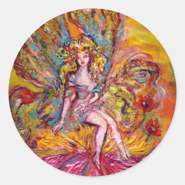 Sticker Rond FLEURS SUR L'imaginaire ROSE IRIS (Devant)