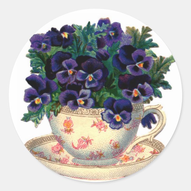 Sticker Rond Fleurs Teacup (Devant)