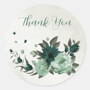 Sticker Rond fleurs vert émeraude botanique merci