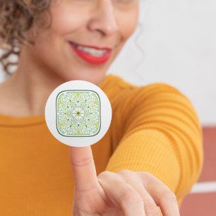 Sticker Rond Fleurs vertes en Mémerisation