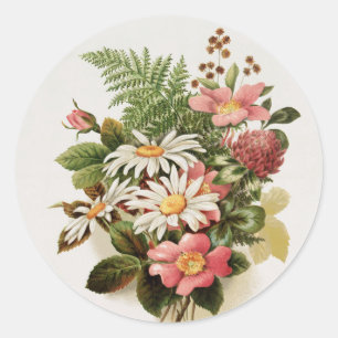 Sticker Rond Fleurs vintages