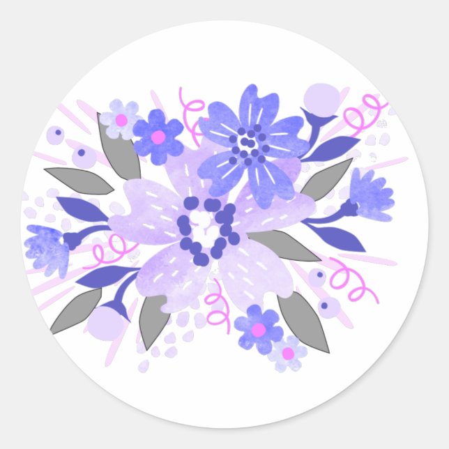 Sticker Rond Fleurs Violettes (Devant)