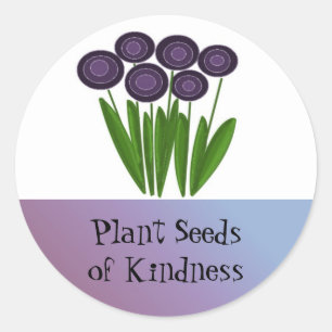 Sticker Rond Fleurs violettes avec citation motivationnelle