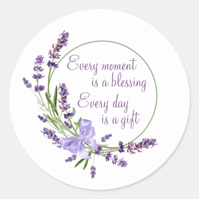 Sticker Rond Fleurs violettes et fleurs florales élégantes (Devant)