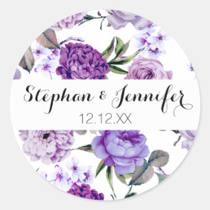 Sticker Rond Fleurs violettes violettes Lilac Violet Élégantes