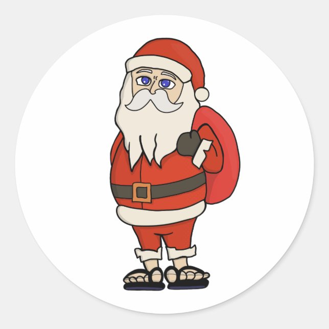 Sticker Rond Flip Flops de Noël du Père Noël (Devant)