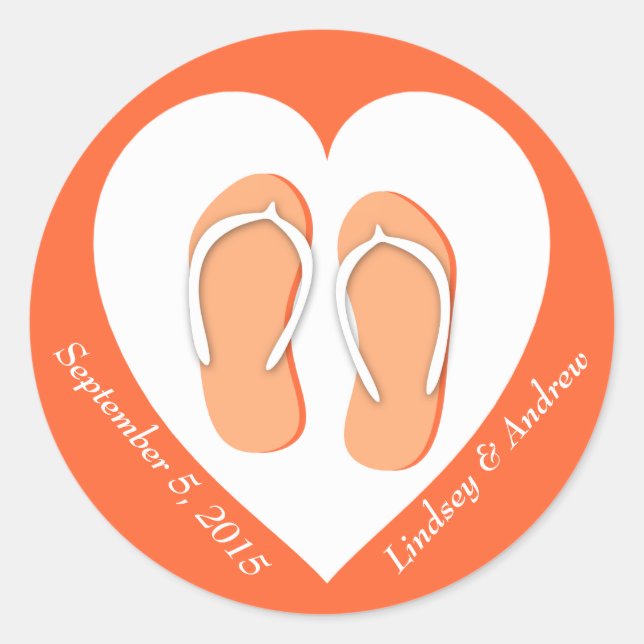 Sticker Rond Flip Flops et Heart Orange (Devant)