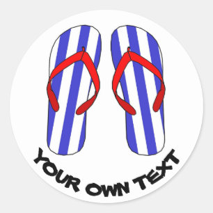 Sticker Rond Flip Flops Plage Sandales Texte Personnalisé