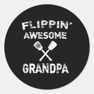 Sticker Rond Flippin' Awesome Grandpa Cuisine Fun Barbecue