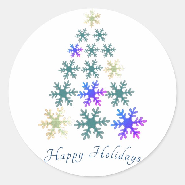 Sticker Rond Flocon de neige Arbre de Noël Joyeux Noël (Devant)