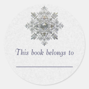 Sticker Rond Flocon de neige argenté