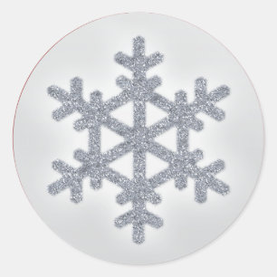 Sticker Rond Flocon de neige argenté de parties scintillantes