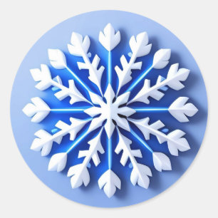 Sticker Rond Flocon de Neige Bleu Détaille