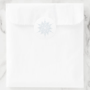 Sticker Rond Flocon de neige bleu glace Élégant Mariage d'hiver