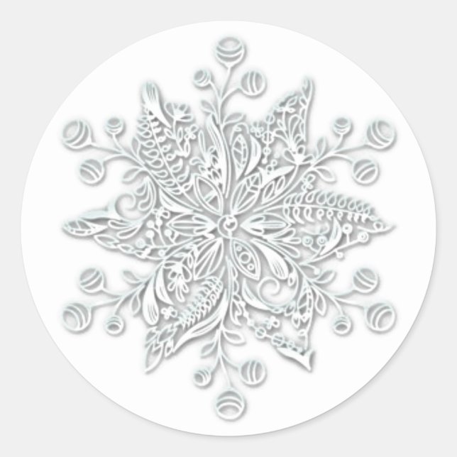 Sticker Rond Flocon de neige de Noël élégant (Devant)