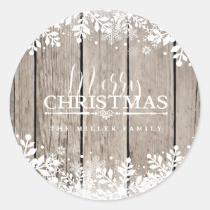 Sticker Rond Flocon de neige d'hiver, vacances