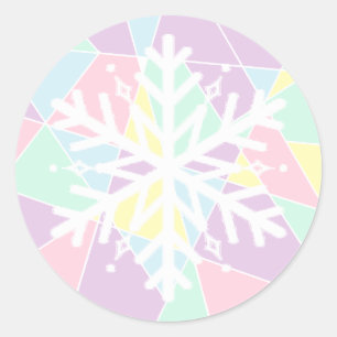 Sticker Rond Flocon de neige en pastel pourpre rose de Noël