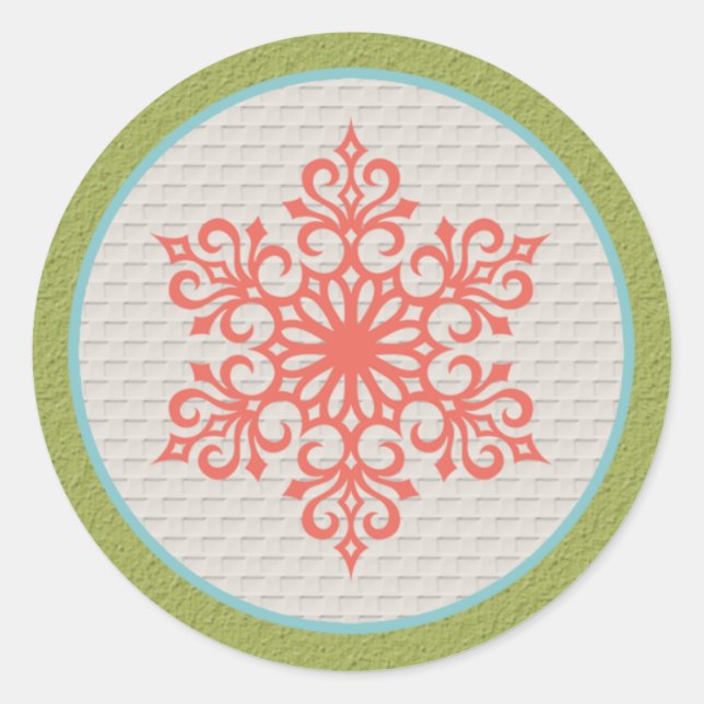 Sticker Rond Flocon de neige - Enveloppe Seals Invitations Noël (Devant)