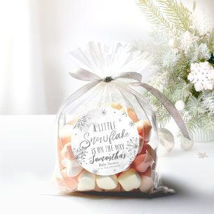 Sticker Rond flocon de neige est sur le chemin Baby shower