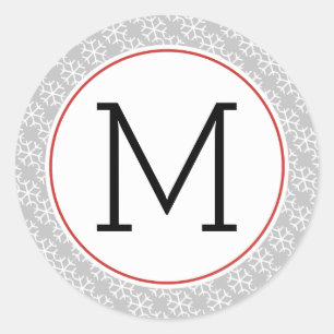 Sticker Rond Flocon de neige monogramme moderne Noël motif
