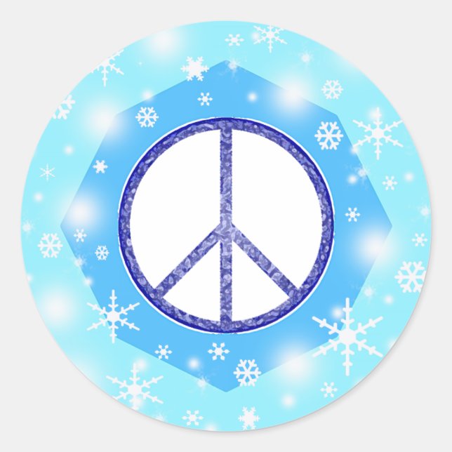 Sticker Rond Flocon de neige Noël belle mignonne hiver Paix (Devant)