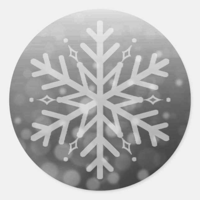Sticker Rond Flocon de neige noir et blanc de Noël (Devant)