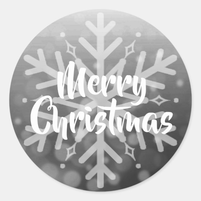Sticker Rond Flocon de neige noir et blanc de Noël (Devant)