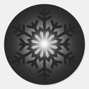 Sticker Rond Flocon de neige noir scintillant