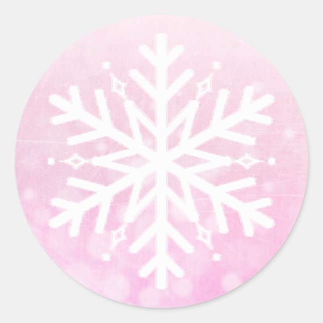 Sticker Rond Flocon de neige rose Noël (Devant)