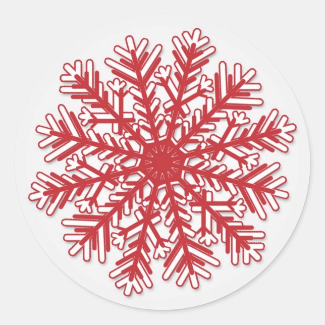Sticker Rond Flocon de neige rouge sur l'autocollant argenté de (Devant)
