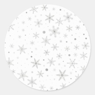 Sticker Rond Flocon de neige Twinkle -gris argenté et blanc-
