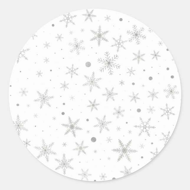 Sticker Rond Flocon de neige Twinkle -gris argenté et blanc- (Devant)
