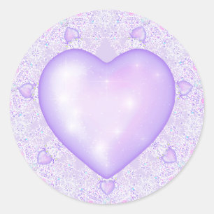 Sticker Rond flocon de neige violet clair et coeur étincelant