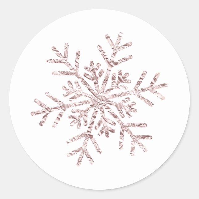 Sticker Rond Flocon de neige Wonderland froncé rose élégant (Devant)