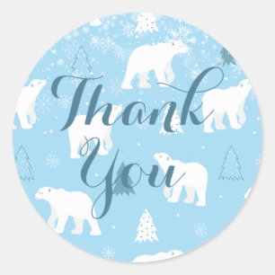 Sticker Rond Flocons de neige personnalisés d'ours polaire