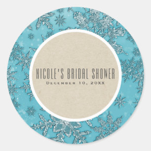 Sticker Rond Flocons de neige sarcelle Merveilleux hiver Cadeau