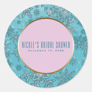 Sticker Rond Flocons de neige sarcelle rose Boîte cadeau pour u