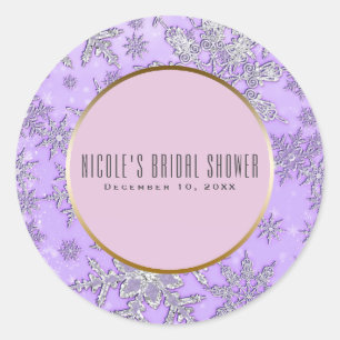 Sticker Rond Flocons de neige violets Boîte cadeau Rose pour un