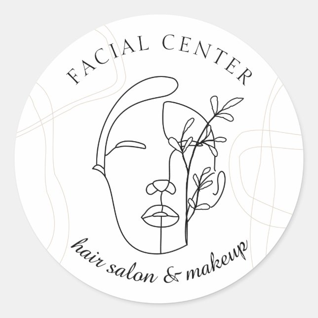Sticker Rond Flora Moderne Maquillage Femme Peau cheveux Stylis (Devant)