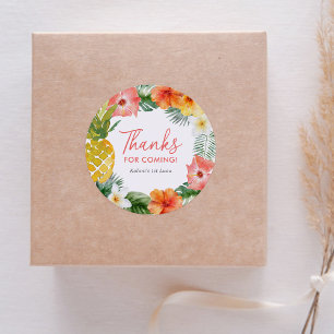 Sticker Rond Floral 1er Luau Anniversaire