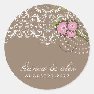 Sticker Rond Floral 311 Rose Sable