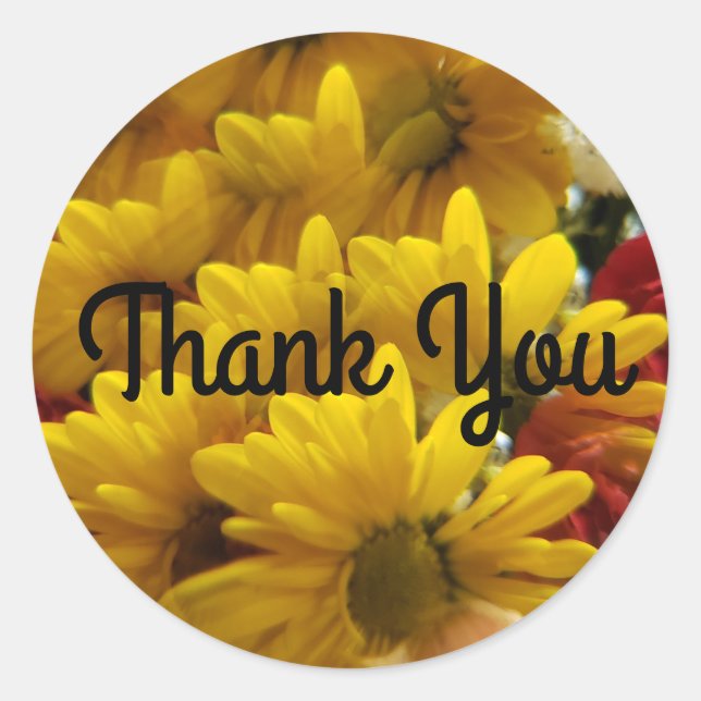 Sticker Rond Floral Abri Jaune Répétition Merci (Devant)