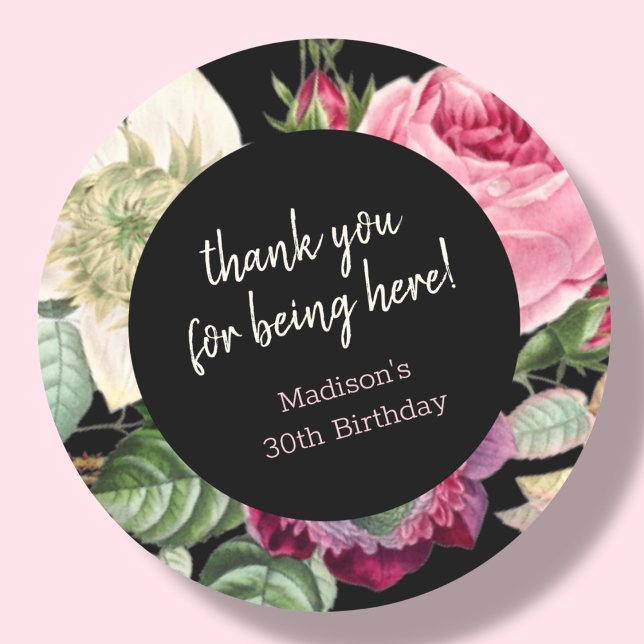 Sticker Rond Floral | Anniversaire Merci Favoriser (Créateur téléchargé)