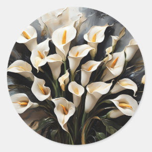 Sticker Rond Floral Blanc Calla Lily