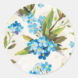 Sticker Rond Floral bleu