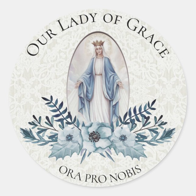 Sticker Rond Floral bleu |Écriture | Vierge | Dentelle (Devant)