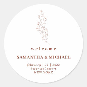 Sticker Rond Floral Boho Terracotta Indie Mariage de bienvenue