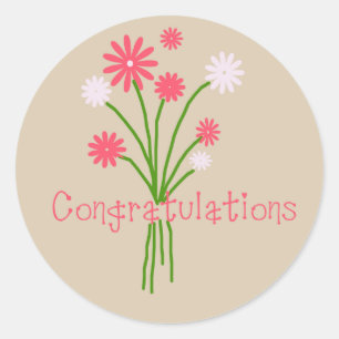 Sticker Rond Floral Bouquet Félicitations
