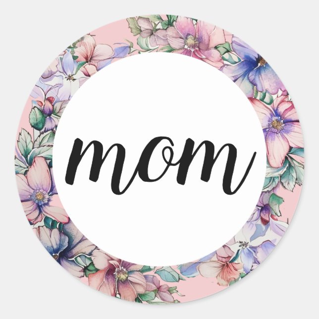 Sticker Rond Floral Bouquet La Fête des Mères Classique (Devant)